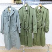 3 Vintage US Army Trench Coats, Quarpel & Olive