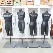 4 Black Mannequin Torsos on Stands