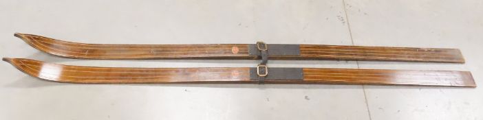 Antique Strand Wisconsin Wooden Downhill Skis
