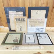 Framed, Mounted WWII Era US Newspapers