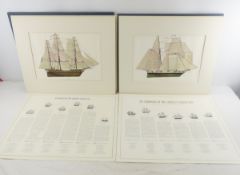 6 Frigate & 6 Schooners of US Sailing Navy Prints