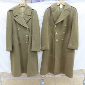 2 WWII US Army Double Breasted Wool Overcoats