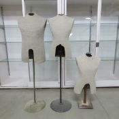 3 Dress Form Mannequins on Stands