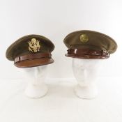 WWII Era US Army Officers & Enlisted Visor Caps