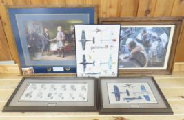 Framed British & US Military Wartime Aircraft Art