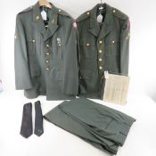 2 Vintage US Army Class A Green Dress Uniforms