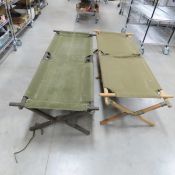 2 US Army Cots- 1 Metal & 1 Wood Frame