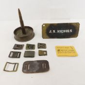 Trench Art Ashtray, Belt Buckles, Propaganda