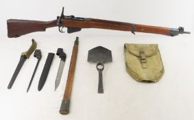 Enfield No4 Mk I* .303 Rifle, Mattock & Bayonets