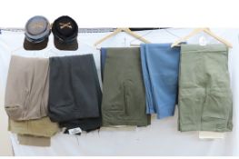 13 Pair Vintage US Military Dress Pants & 2 Caps