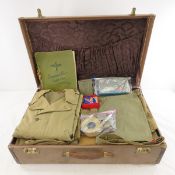 WWII Suitcase w/Soldiers Clothing & Other Items