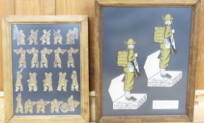 Framed WWII Era US Army Game Pieces & Punch Cards