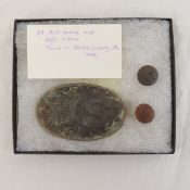 US Civil War Belt Buckle & Uniform Buttons, dug