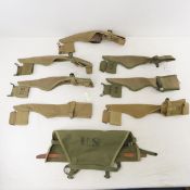 7 WWII US Military pick-mattock covers & 1 pickaxe