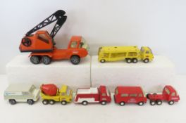 1973 Tonka Orange Crane & 5 Minis