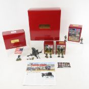 8 W. Britain Metal Alloy WWII Soldiers & Flak Gun