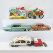 3 Japan Tin Cars & 1 India Motorcycle in Box
