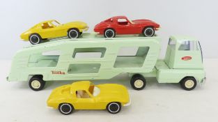 Original 1969 Tonka Car Hauler & 3 Corvettes