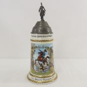 German Cavalry Regimental Lithopane Beer Stein