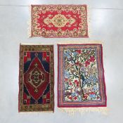 3 Vintage Hand Knotted Oriental Fringed Rugs