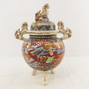 Antique Japanese Satsuma style covered vase