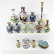 Cloisonne vases, plates, candlestick & more