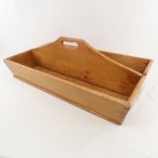 Antique Wood Hand Crafted Divided Carrying Tray
