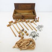 Antique Tabletop Croquet Set in wood case