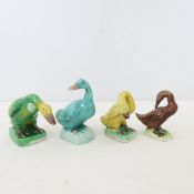 4 Antique Chinese Export Porcelain Duck Figures