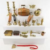 Copper Keg, Brass Bells, Candlesticks & Other