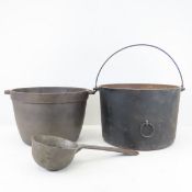 Vintage Wagner Cast Iron Cauldron, Pot & Ladle