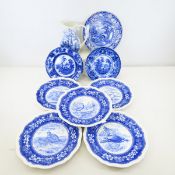 Spode & Made In England Blue Transferware plates