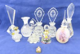 10 Vintage Glass Perfume Bottles.