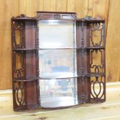 Antique Walnut Mirrored Display Shelf