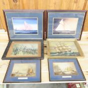 6 Vintage Framed Maritime Prints