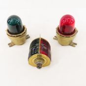 3 Vintage Solid Brass Bulkhead & Bow Ship Lights