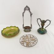 Art Nouveau Bohemian Austria Kralik Threaded bowl