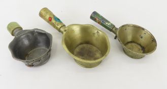 3 Brass Silk Iron Coal Pans Marked China