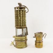 Antique Brass Miner's Wolf Safety Lamp & Auto-Lite