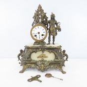 Metal & Marble French Style Mantle Clock