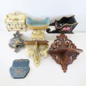 Vintage Painted Wood folding shelves, cradle, sled