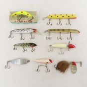 9 Large Vintage Lures- Helin Flatfish in Box