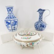 Indian Tree Tureen and Chinoiserie Vase & Ewer