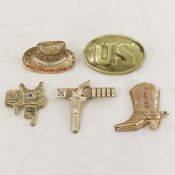 US Belt Buckle & Lions Club Pins