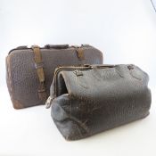 Antique Walrus Suitcase & Woodward Cowhide Bag