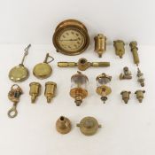 Vintage Brass Oilers, Grease Cups, Pressure Gauge