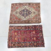 2 Vintage Hand Knotted Afghan Flatweave Rugs