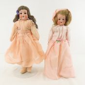2 Antique Heubach Koppelsdorf Bisque Head Dolls