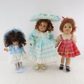 3 Vintage Unbranded All Composition Dolls