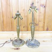2 Antique Hubbard Style Cast Metal Lamps